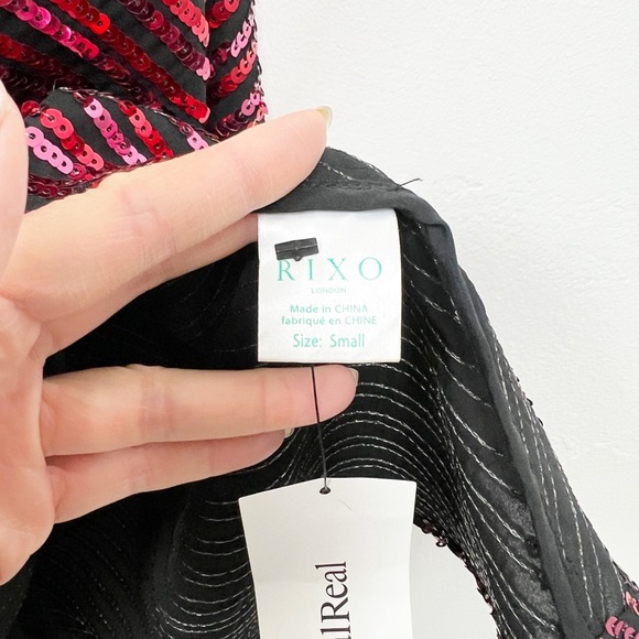 RIXO x Laura Jackson Daisy Velvet Trimmed Sequin Crepe Midi Maxi Dress S - Picture 7 of 15